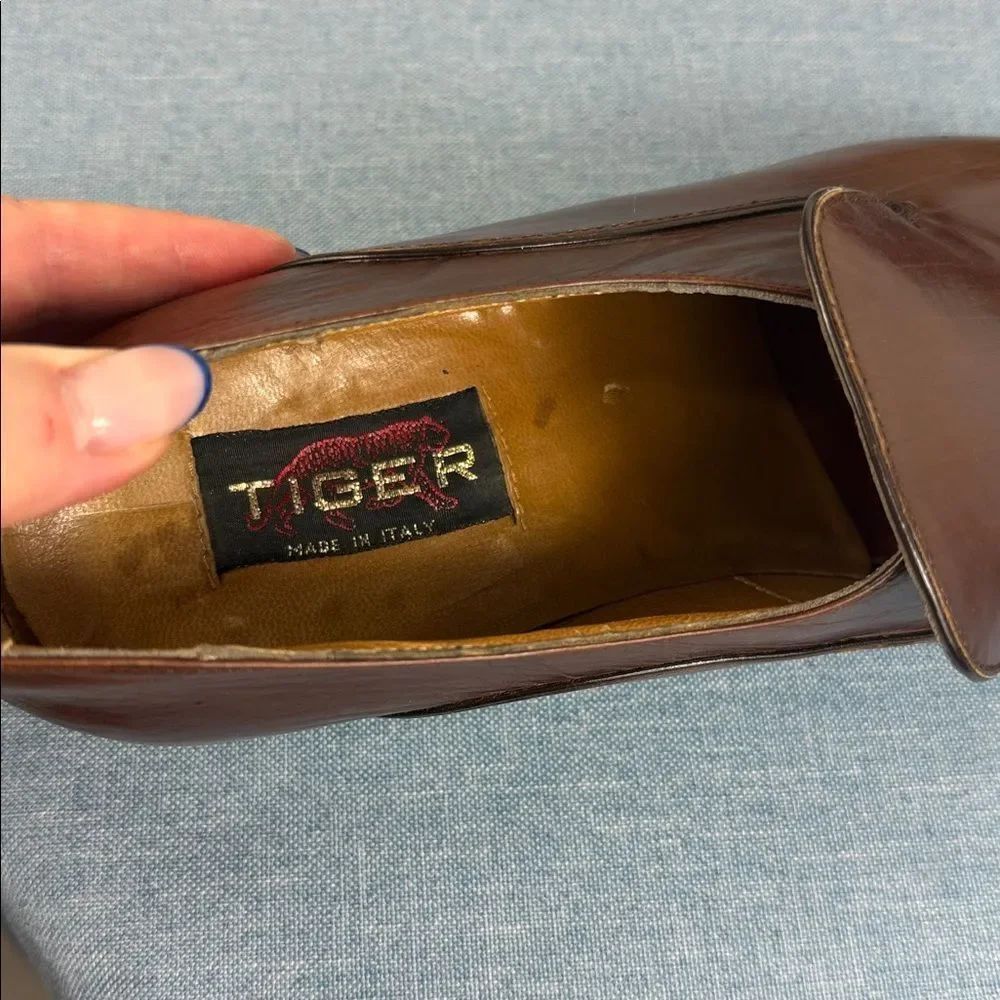 Tiger Made in Italy Brown Leather Slip-On Loafers Men’s Size 10 D Dress Shoes - Picture 9 of 11